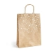 Torebka prezentowa ARGO papierowa kraft L 33x10x24 - białe gwiazdki