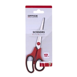 Nożyczki biurowe OFFICE PRODUCTS miękki uchwyt 17 cm czerwono-czarne