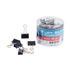 Klipy do papieru TETIS GK001-B 19mm op.40 - czarne