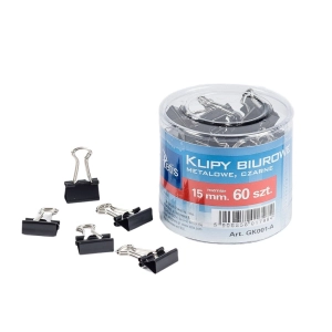 Klipy do papieru TETIS GK001-A 15mm op.60 - czarne