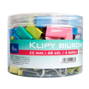 Klipy do papieru TETIS kolorowe 25mm 48szt. GK002C -600068