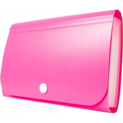 Teczka z przegródkami TETIS na zatrzask różowa 178x118x31mm BT613-R