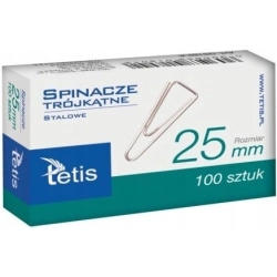Spinacz TETIS trójkątny 25mm op.100 - srebrny GS180-A