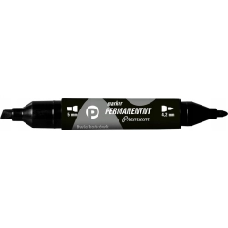Marker TETIS dwustronny okrągły / ścięty - czarny KM502-V2
