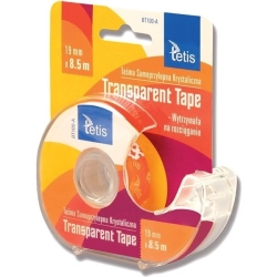 Taśma biurowa TETIS z podajnikiem 19mm x 8,5m - transparentna BT100-A