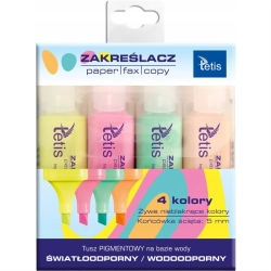 Zakreślacz TETIS - komplet 4 kolory pastelowe KW020-M4