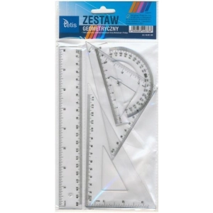 Zestaw geometryczny TETIS z linijką 20cm BL001-BK