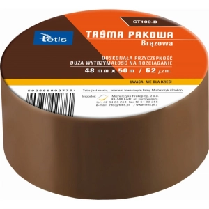 Taśma pakowa TETIS 48mm x 50m - brązowa GT-100-B