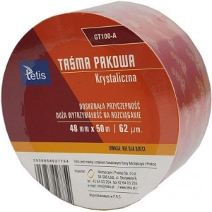 Taśma pakowa TETIS 48mm x 50m - krystaliczna GT-100-A