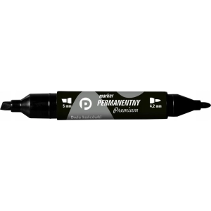 Marker TETIS dwustronny okrągły / ścięty - czarny KM502-V2