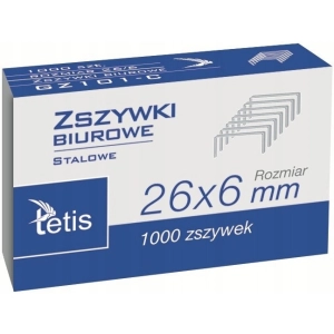 Zszywki TETIS biurowe 26/6 op.1000 GZ101-C