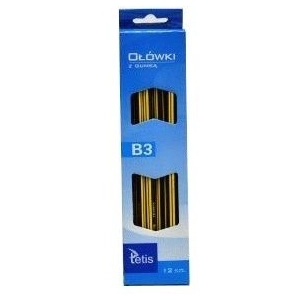 Ołówek drewniany TETIS z gumką op.12 - 3B KV050-B3