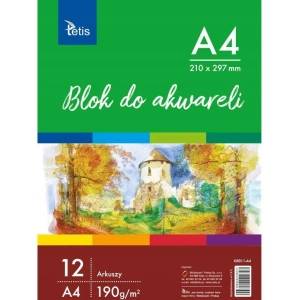 Blok do akwareli TETIS A4 15 kartek 190g. KB011-A4