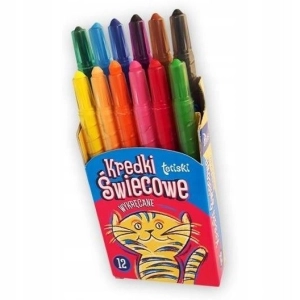 Kredki świecowe TETIS wykręcane 12 kolorów KT010-AB-241733
