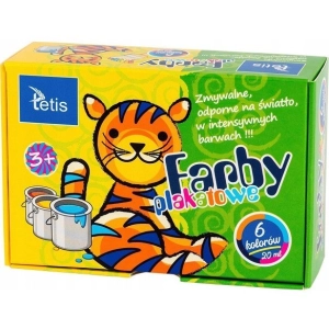 Farby plakatowe TETIS 20ml. 6 kolorów KF001-A