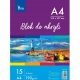 Blok do akryli TETIS A4 15 kartek 190g. KB012-A4
