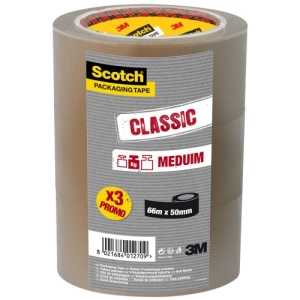 Taśma pakowa SCOTCH do wysyłek Hot-melt (371) 50mm x 66m - brązowa 3 szt.