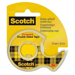 Taśma biurowa, dwustronna SCOTCH (136D), z dyspenserem, 12mm, 6, 3m-625782