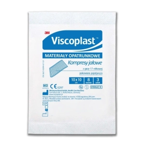 Kompresy gazowe jałowe z gazy bawełnianej, VISCOPLAST, 10x10cm, 3 szt.