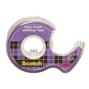 Taśma biurowa SCOTCH Gift Wrap 19mm x 7,5m do pakowania prezentów na podajniku transparentna-244717