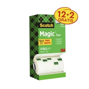 Taśma biurowa SCOTCH Magic (8-1933R14 TPR), matowa, 19mm, 33m, 12szt., 2 rolki GRATIS-625431