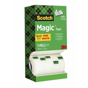 Taśma biurowa SCOTCH Magic 8-1933R14 TPR matowa 19mm x 33m op.12szt. + 2 rolki GRATIS-245044