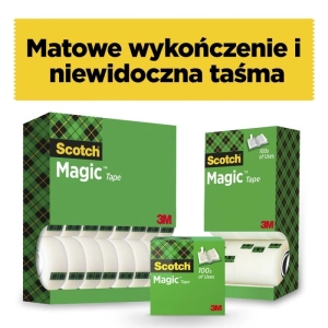 Taśma biurowa SCOTCH Magic 8-1933R14 TPR matowa 19mm x 33m op.12szt. + 2 rolki GRATIS-245053