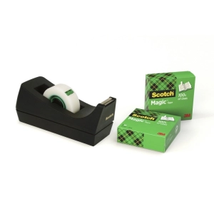 Taśma biurowa SCOTCH Magic (SM3-12) matowa z dyspenserem 19mm 33m 3szt. podajnik C-38 czarny GRATIS-630999