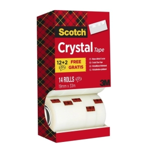 Taśma biurowa SCOTCH Crystal 6-1933R14 19mm 33m 12+2szt. GRATIS-245597