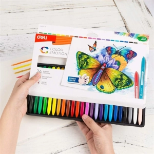 Kredki świecowe DELI COLOR EMOTION plastikowe trójkątne 24 kolory EC20020-246078
