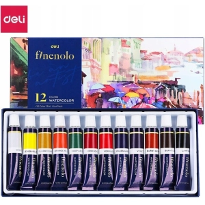 Farby akwarelowe DELI FINENOLO 12 kolorów 12ml tuba EC19-12