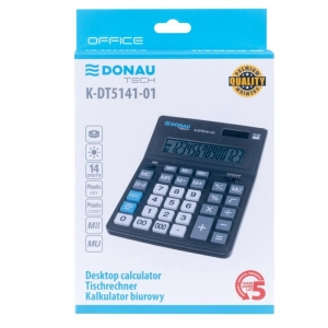 Kalkulator DONAU TECH biurowy 14-cyfr. wyświetlacz wym. 201x155x35mm czarny K-DT5141-01