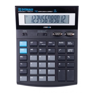 Kalkulator DONAU TECH biurowy 12-cyfr. wyświetlacz wym. 185x140x37 mm czarny K-DT4120-01-246339