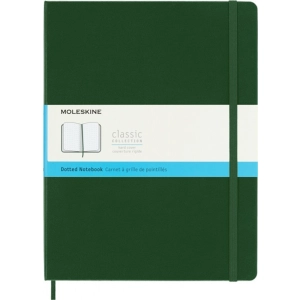 Notes MOLESKINE Classic XL (19x25cm) w kropki, twarda oprawa, myrtle green, 192 strony, zielony-248905
