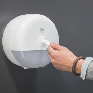 Podajnik dozownik TORK do papieru toaletowego centralnego dozowania mini system SmartOne kolor biały  system T9-254772