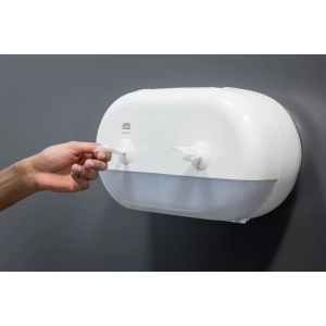 Podajnik dozownik TORK do papieru toaletowego centralnego dozowania SmartOne na dwie rolki kolor biały system T9-254793