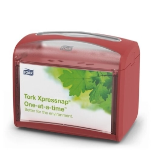 Podajnik dozownik TORK do serwetek dyspenserowych nablatowy kolor czerwony na 275 szt. serwetek system N4-254836