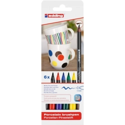 Marker EDDING do ceramiki pędzelkowy E-4200 - op.6 pudłko mix kolorów