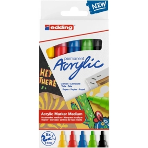 Marker EDDING akrylowy E-5100 2-3mm średni - op.5 mix kolorów