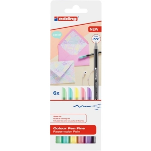 Marker EDDING pisak tekstylny cienka końcówka E-1200/6s 1mm - op.6 mix kolorów pudełko