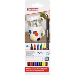 Marker EDDING do ceramiki pędzelkowy E-4200 - op.6 pudłko mix kolorów