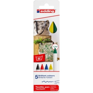 Marker EDDING pisak tekstylny E-4600/5 S 1mm - op.5 pudełko mix kolorów-256402