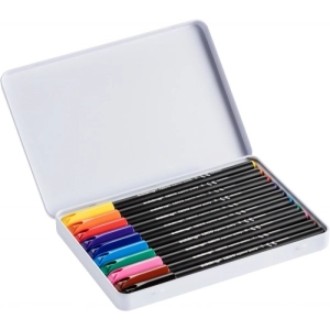 Marker EDDING pisak tekstylny cienka końcówka E-1200/10s 1mm - op.10 mix kolorów metalowe pudełko -256403