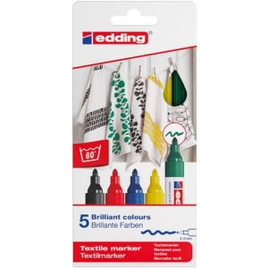 Marker EDDING tekstylny E-4500/5S 2-3mm - op.5 kolorów -256520