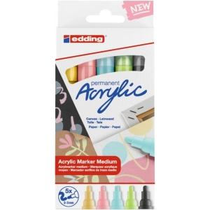 Marker EDDING akrylowy E-5100 2-3mm średni - op.5 mix kolorów pastelowe