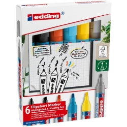 Marker EDDING do efektów na flipchartach e-385 e-380 i e-383 op.6 szt. mix kolorów