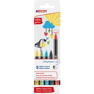 Marker EDDING pisak tekstylny cienka końcówka E-1200 3mm - op.5 mix kolorów brokat