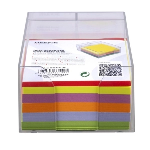 Przybornik na biurko OFFICE PRODUCTS z kolorowymi karteczkami plastikowy - transparentny
