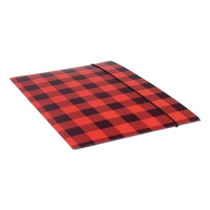 Teczka z gumką A4 OFFICE PRODUCTS karton lakier 320g. 3-skrzydłowa - mix kolorów w kratę-262728