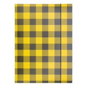 Teczka z gumką A4 OFFICE PRODUCTS karton lakier 320g. 3-skrzydłowa - mix kolorów w kratę-262745